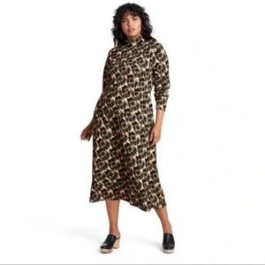 Rachel Comey x Target Olive Crayon Leopard Print Midi Dress, Size 4X, NWT